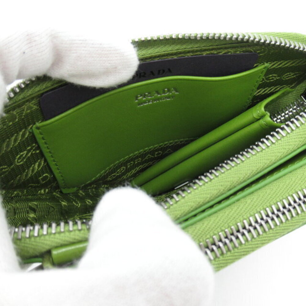 PRADA Shoulder Bag Accessory Handle Brushed Leather Green Bag - Picture 6 of 9
